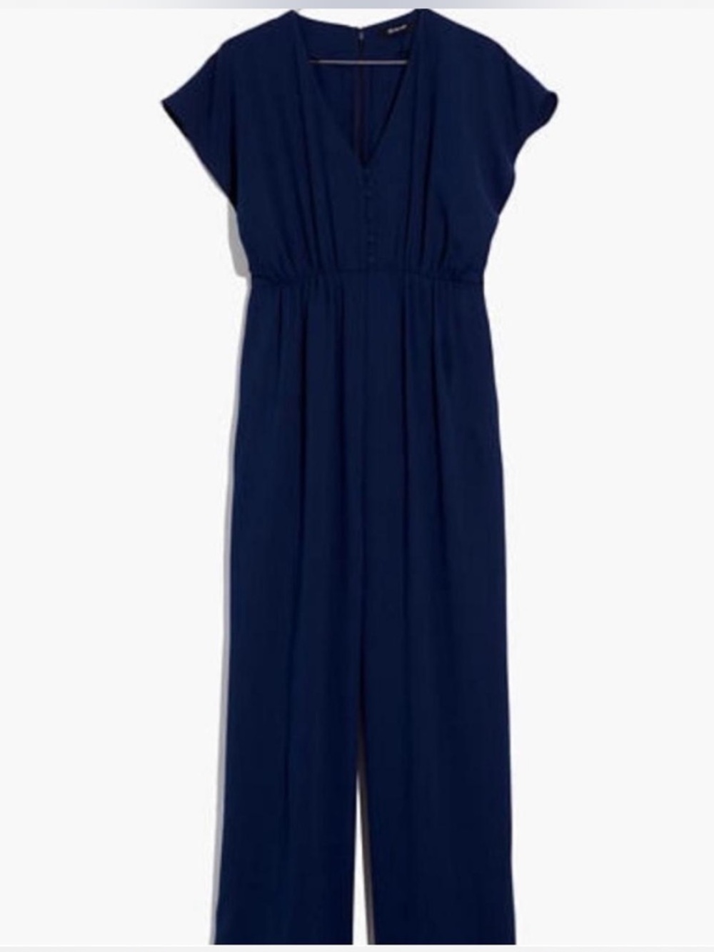 Madewell Navy V-Neck Wide-Leg Jumpsuit